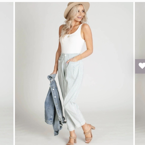 Free People Make A Stand Trouser in Blue & White Combo - Size XS - Picture 4 of 15